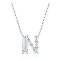 Initial N Moissanite Baguette Necklace in Sterling Silver