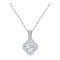 Jubilee Moissanite Clover Halo Pendant Necklace in Sterling Silver