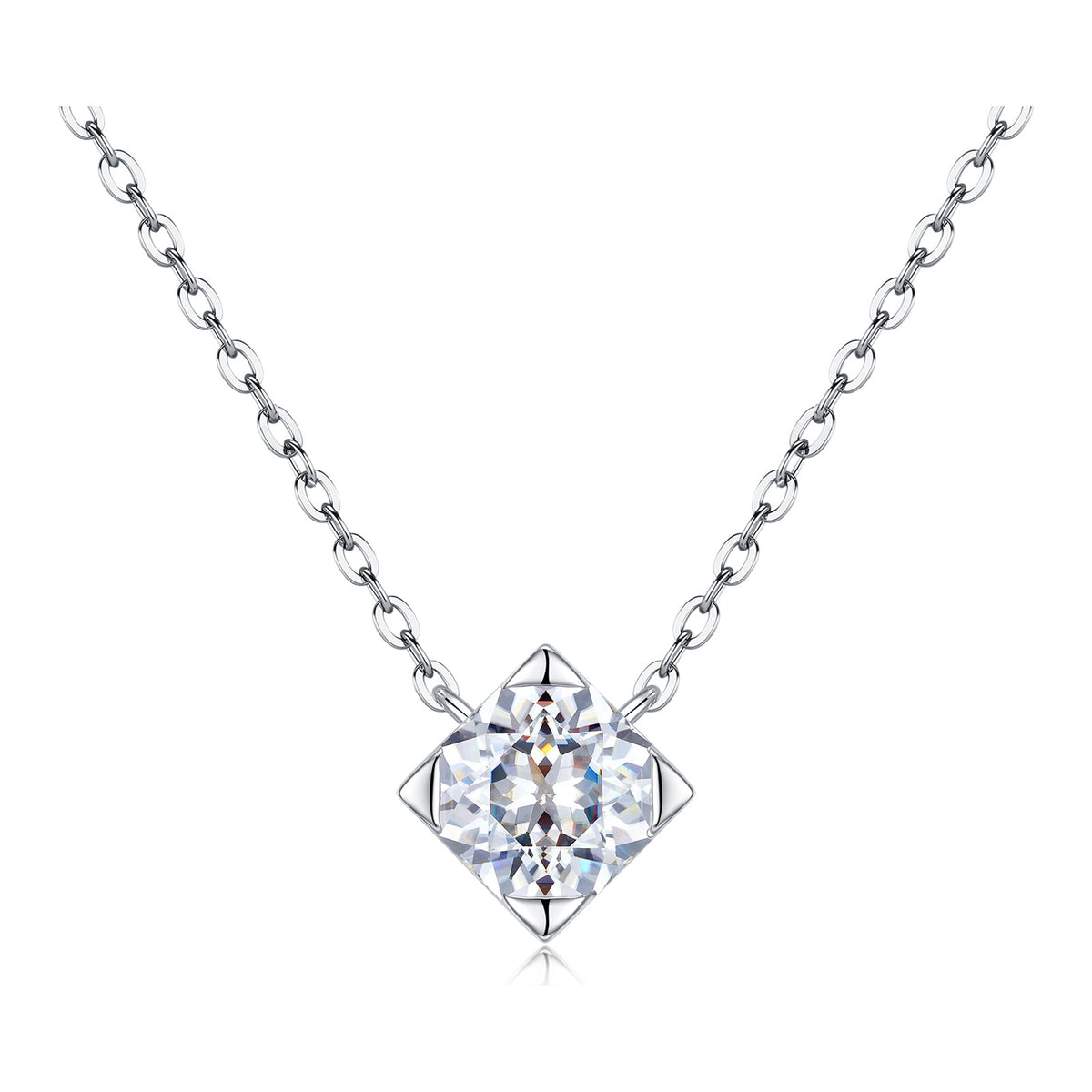 Losanga Octagon Moissanite Solitaire Necklace in Sterling Silver