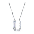 Initial U Moissanite Baguette Necklace in Sterling Silver