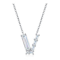 Initial V Moissanite Baguette Necklace in Sterling Silver