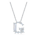 Initial G Moissanite Baguette Necklace in Sterling Silver