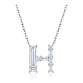 Initial H Moissanite Baguette Necklace in Sterling Silver