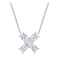 Initial X Moissanite Baguette Necklace in Sterling Silver