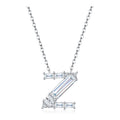 Initial Z Moissanite Baguette Necklace in Sterling Silver