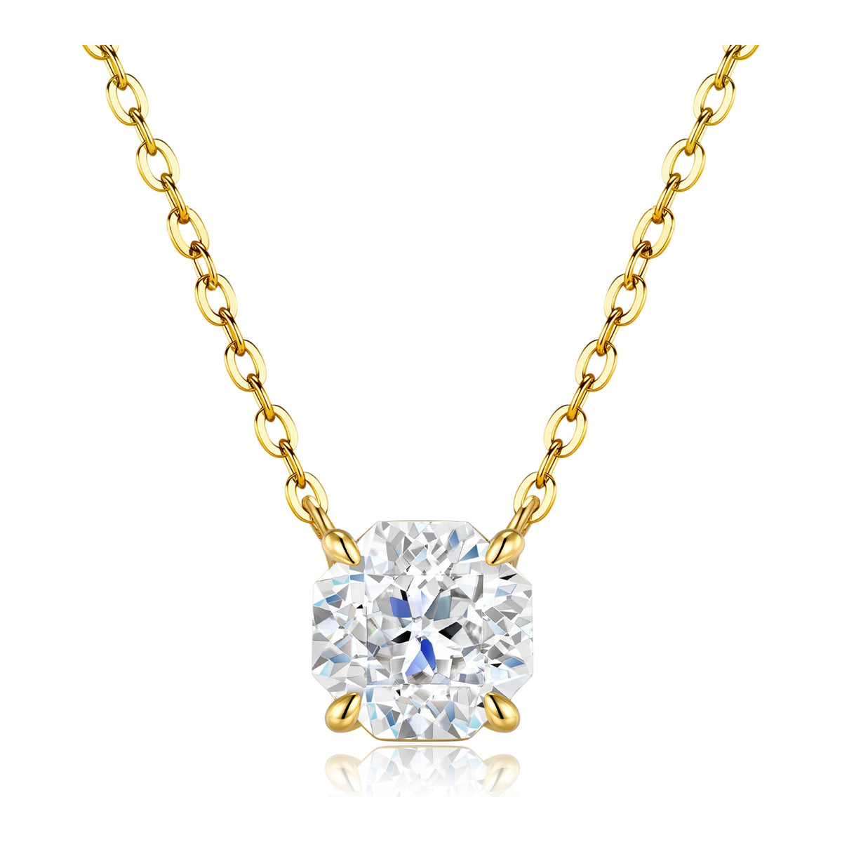 Joy Octagon Moissanite Solitaire Necklace in Gold-Tone Sterling Silver