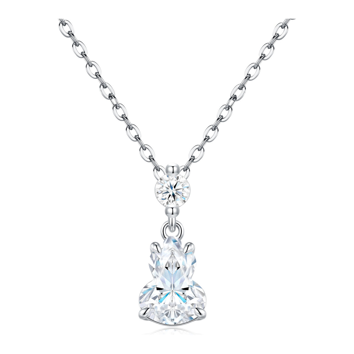 Lagena Moissanite Gourd Drop Necklace in Sterling Silver
