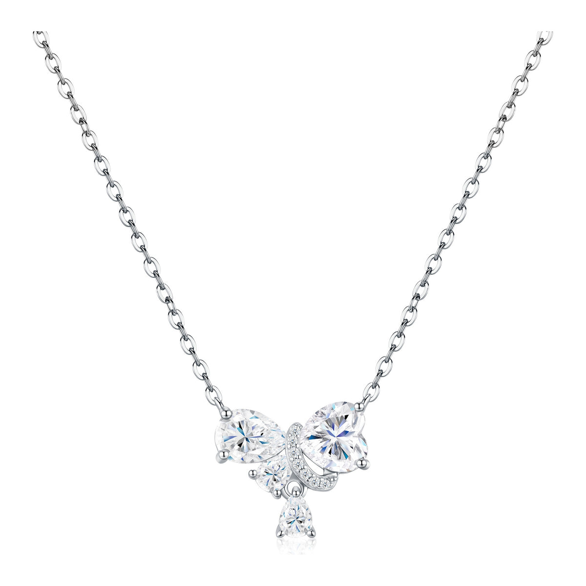 Leggiadra Moissanite Mixed-Cut Cluster Necklace in Sterling Silver