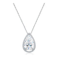 Lucore Pear-Cut Moissanite Halo Pendant Necklace in Sterling Silver