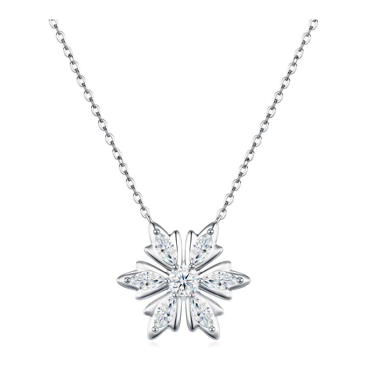 Lilium 0.5 Carat Moissanite Flower Pendant Necklace in Sterling Silver