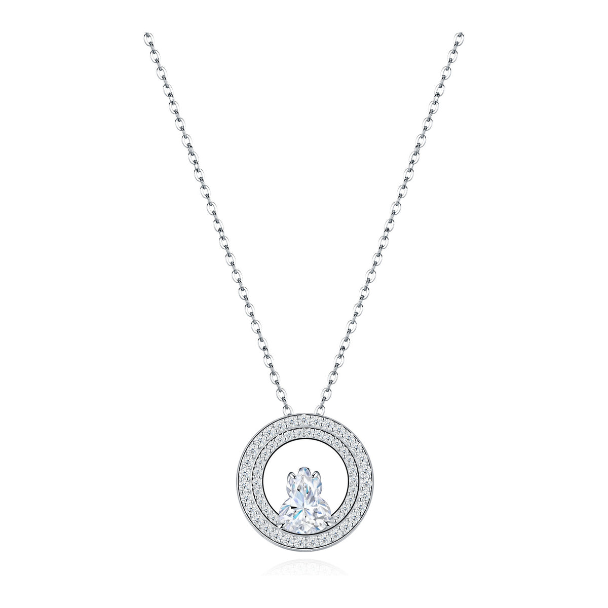 Lucetta Moissanite Open Circle Necklace in Sterling Silver