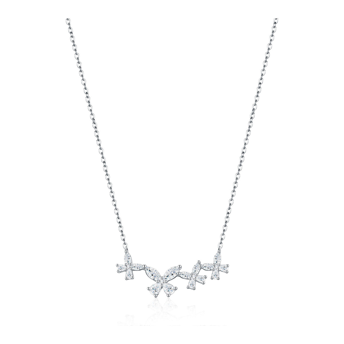 Jardin Moissanite Butterfly Bar Necklace in Sterling Silver