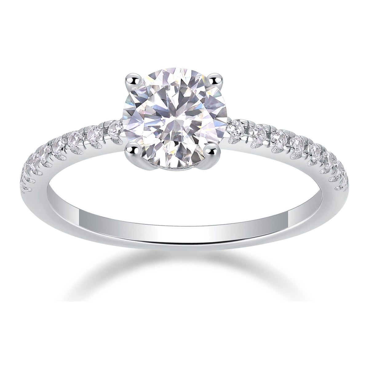 Kindred Round Moissanite Solitaire Engagement Ring in Sterling Silver