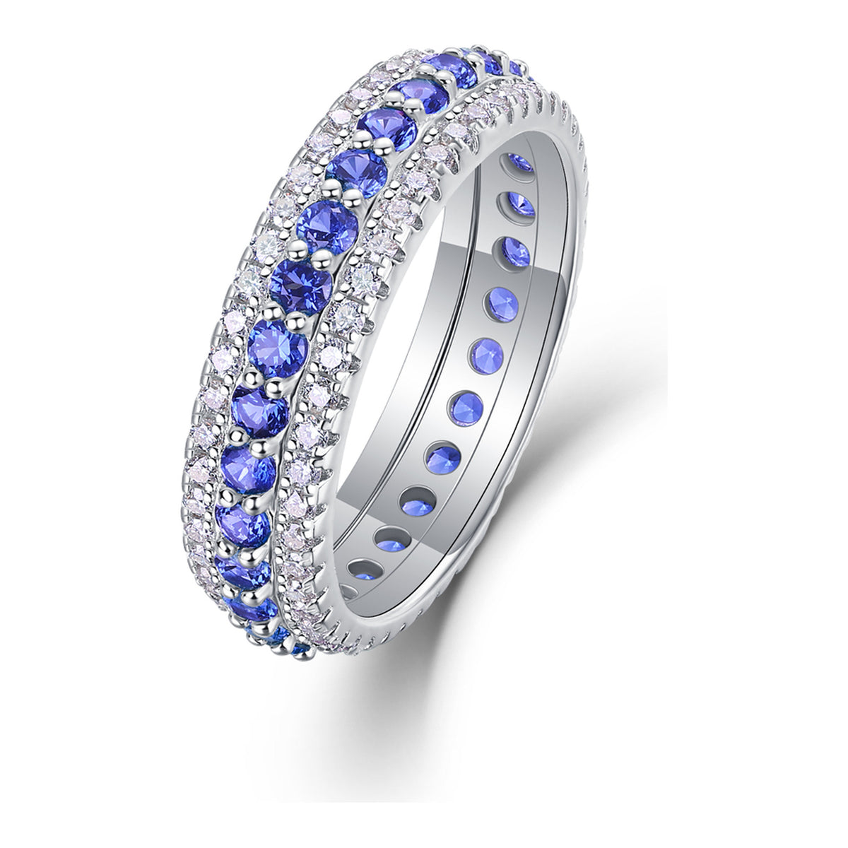 Oltremare Lab-Created Sapphire Eternity Band Ring in Sterling Silver