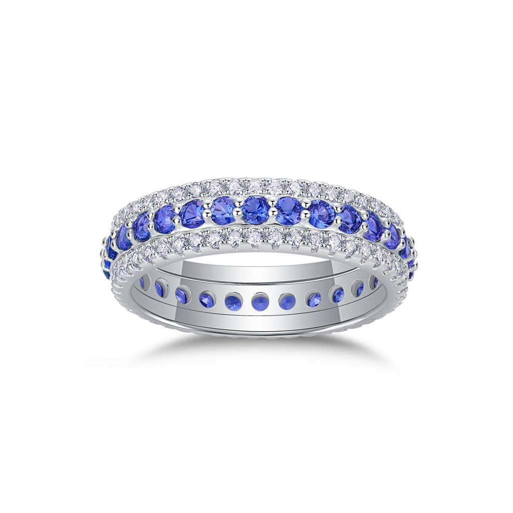 Oltremare Lab-Created Sapphire Eternity Band Ring in Sterling Silver, product photo on white background