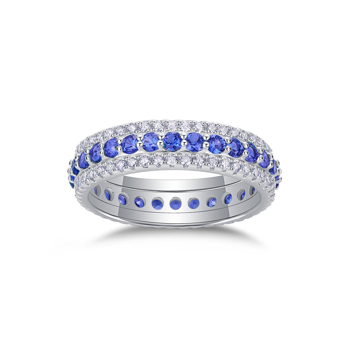 Oltremare Lab-Created Sapphire Eternity Band Ring in Sterling Silver, product photo on white background