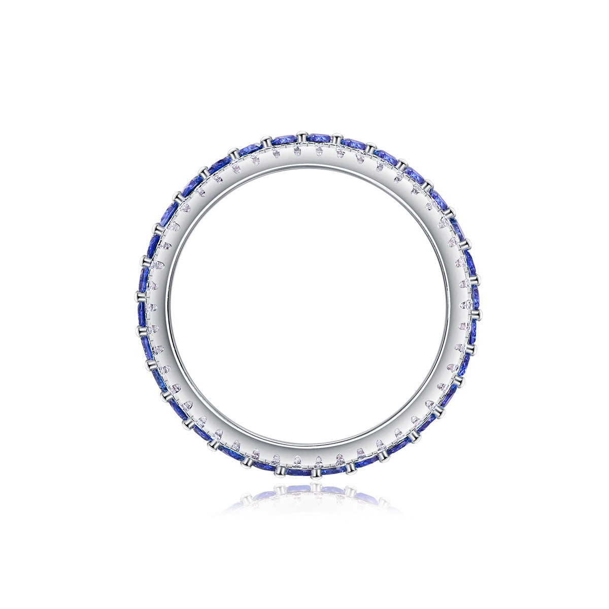 Oltremare Lab-Created Sapphire Eternity Band Ring in Sterling Silver, product photo on white background