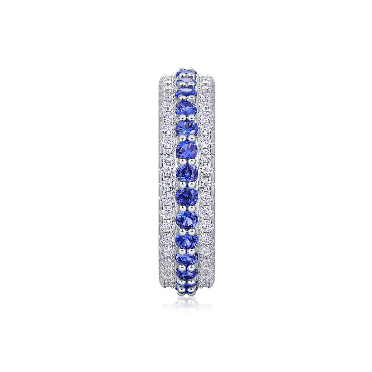 Oltremare Lab-Created Sapphire Eternity Band Ring in Sterling Silver, product photo on white background
