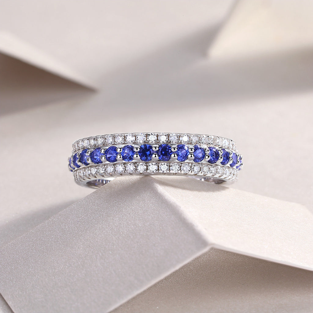 Oltremare Lab-Created Sapphire Eternity Band Ring in Sterling Silver, styled product photo