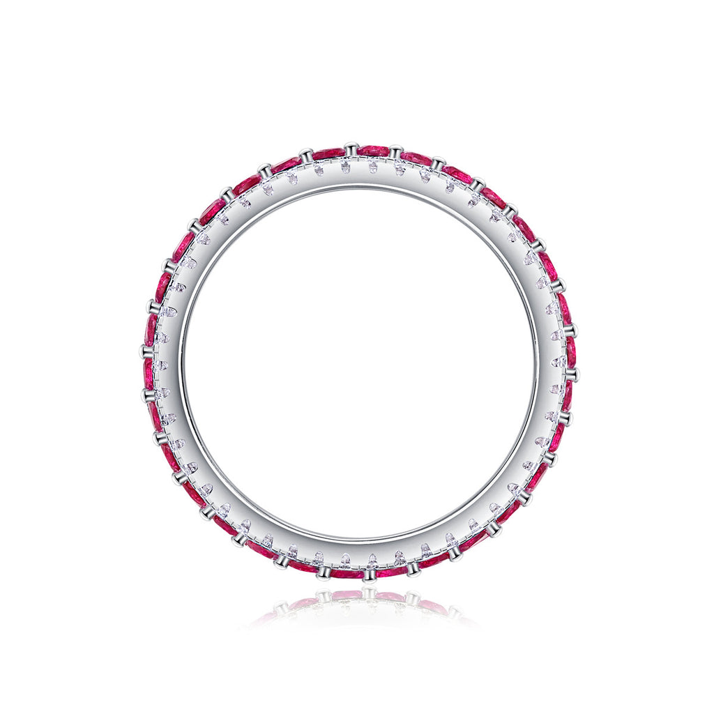 Melograno Lab-Created Ruby Eternity Band Ring in Sterling Silver, product photo on white background