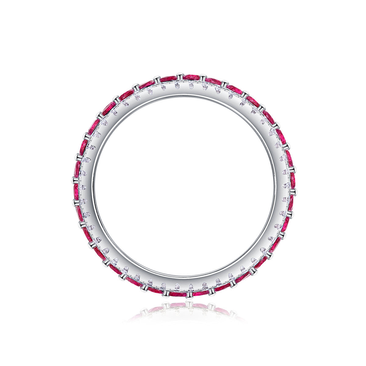 Melograno Lab-Created Ruby Eternity Band Ring in Sterling Silver, product photo on white background