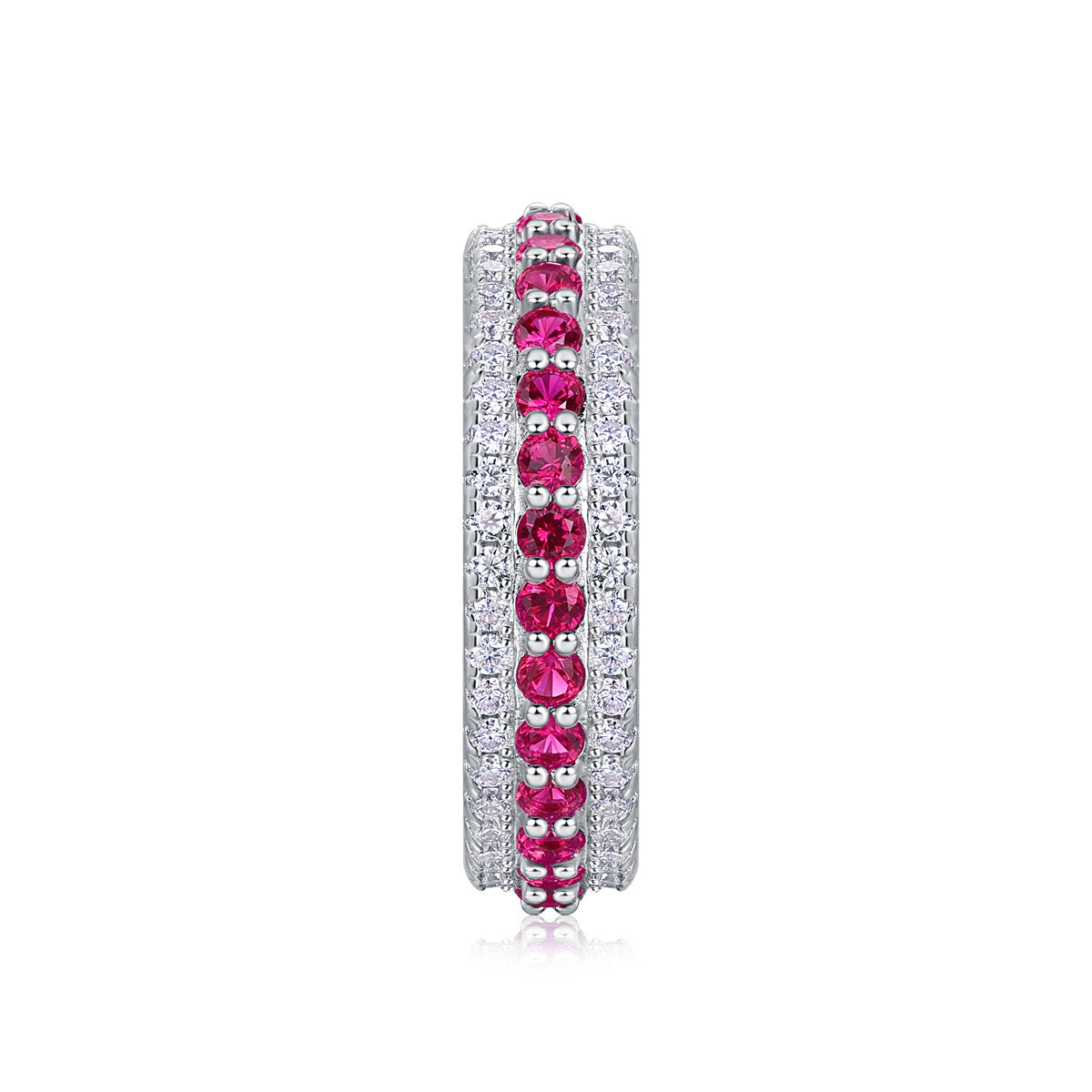 Melograno Lab-Created Ruby Eternity Band Ring in Sterling Silver, product photo on white background