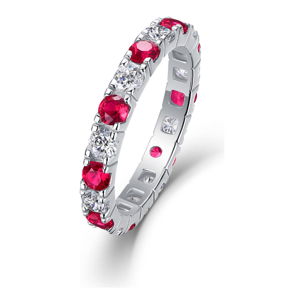 Marasca Lab-Created Ruby Eternity Band Ring in Sterling Silver