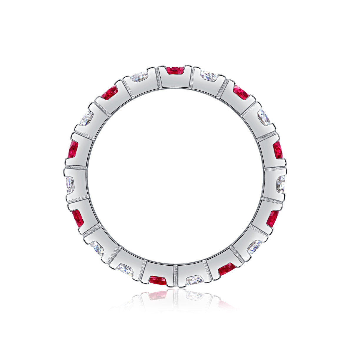 Marasca Lab-Created Ruby Eternity Band Ring in Sterling Silver, product photo on white background