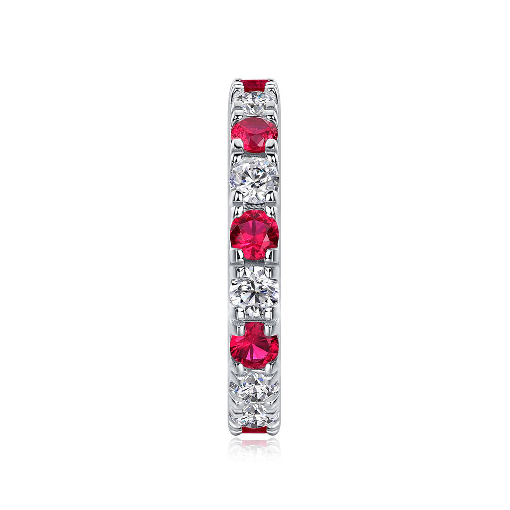Marasca Lab-Created Ruby Eternity Band Ring in Sterling Silver, product photo on white background
