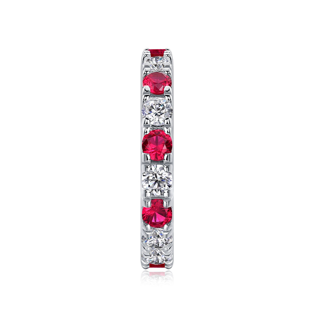 Marasca Lab-Created Ruby Eternity Band Ring in Sterling Silver, product photo on white background