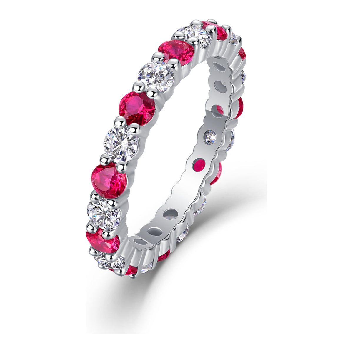 Madrigale Lab-Created Ruby Eternity Band Ring in Sterling Silver