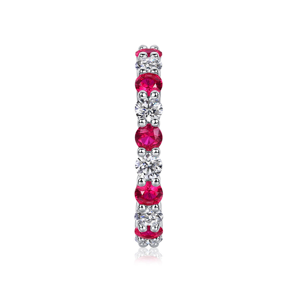 Madrigale Lab-Created Ruby Eternity Band Ring in Sterling Silver, product photo on white background