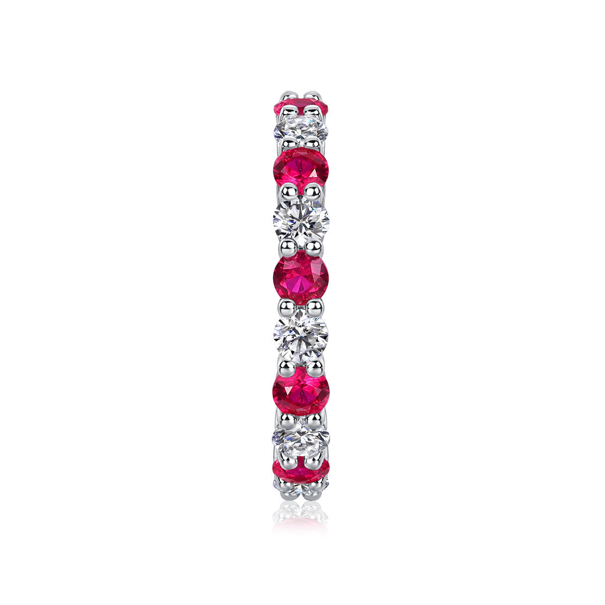 Madrigale Lab-Created Ruby Eternity Band Ring in Sterling Silver, product photo on white background