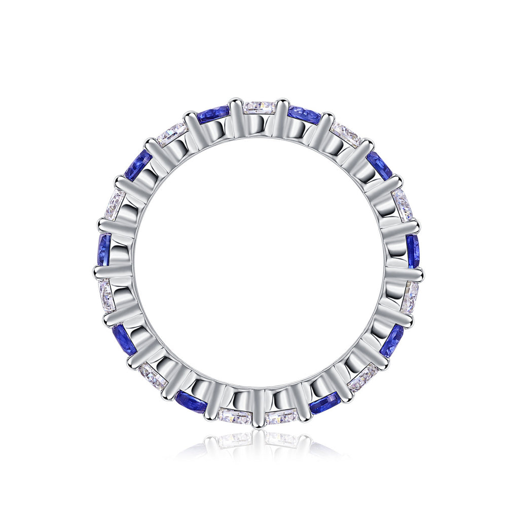 Mezzanotte Lab-Created Sapphire Eternity Band Ring in Sterling Silver, product photo on white background