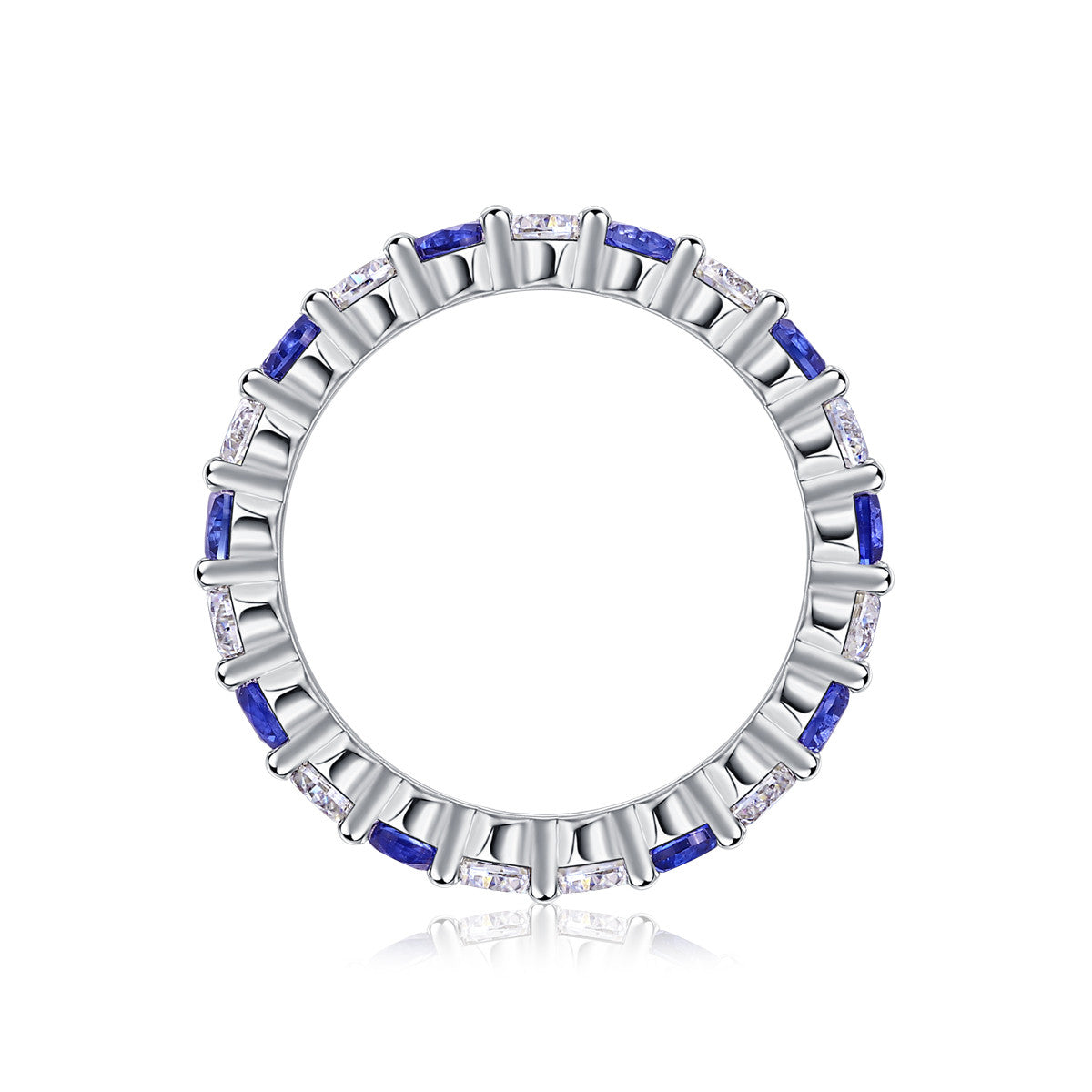 Mezzanotte Lab-Created Sapphire Eternity Band Ring in Sterling Silver, product photo on white background