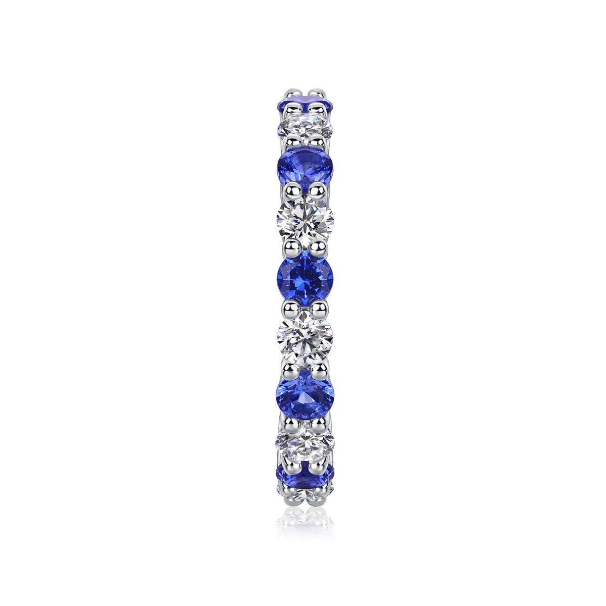 Mezzanotte Lab-Created Sapphire Eternity Band Ring in Sterling Silver, product photo on white background