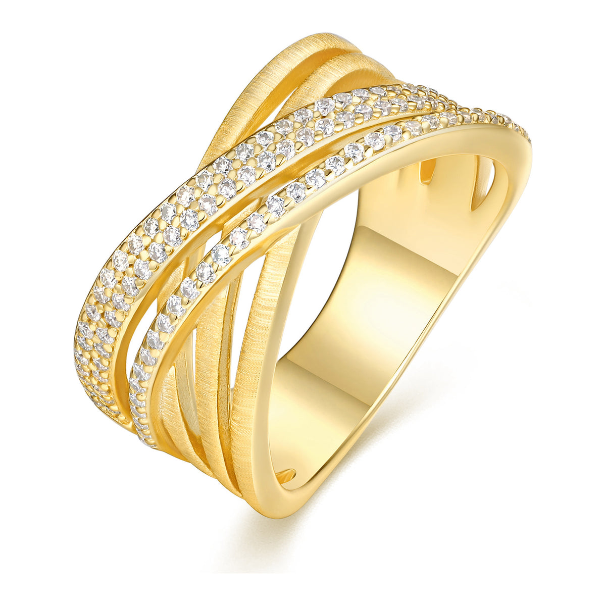 Matassa Moissanite Crisscross Band Ring in Gold-Tone Sterling Silver