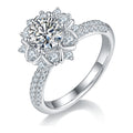Nivale 1 Carat Moissanite Snowflake Halo Ring in Sterling Silver