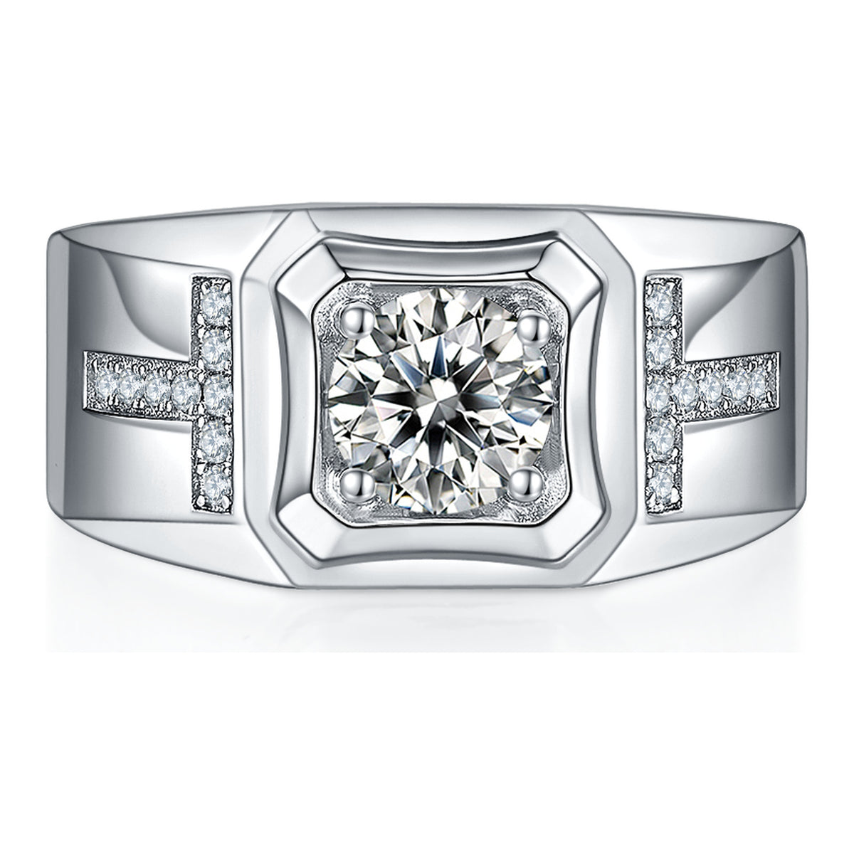 Orison 1 Carat Moissanite Men's Ring in Sterling Silver