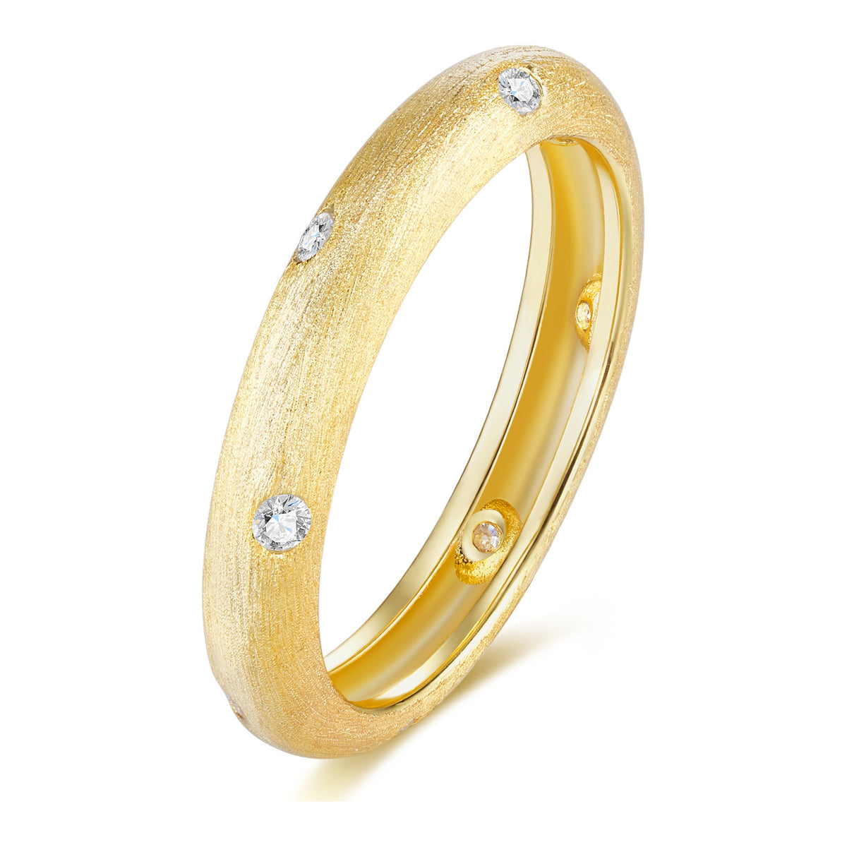 Miriade Moissanite Band Ring in Gold-Tone Sterling Silver
