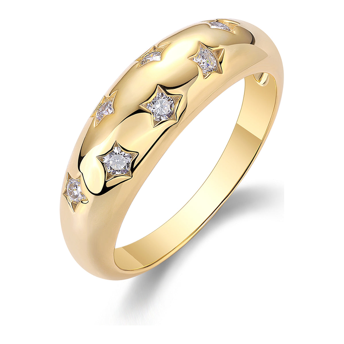 Orione Moissanite Star Dome Ring in Gold-Tone Sterling Silver