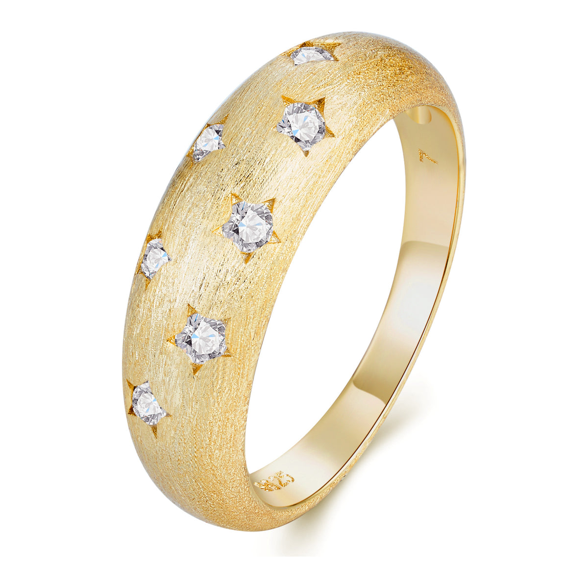 Orione Moissanite Star Dome Ring in Gold-Tone Sterling Silver