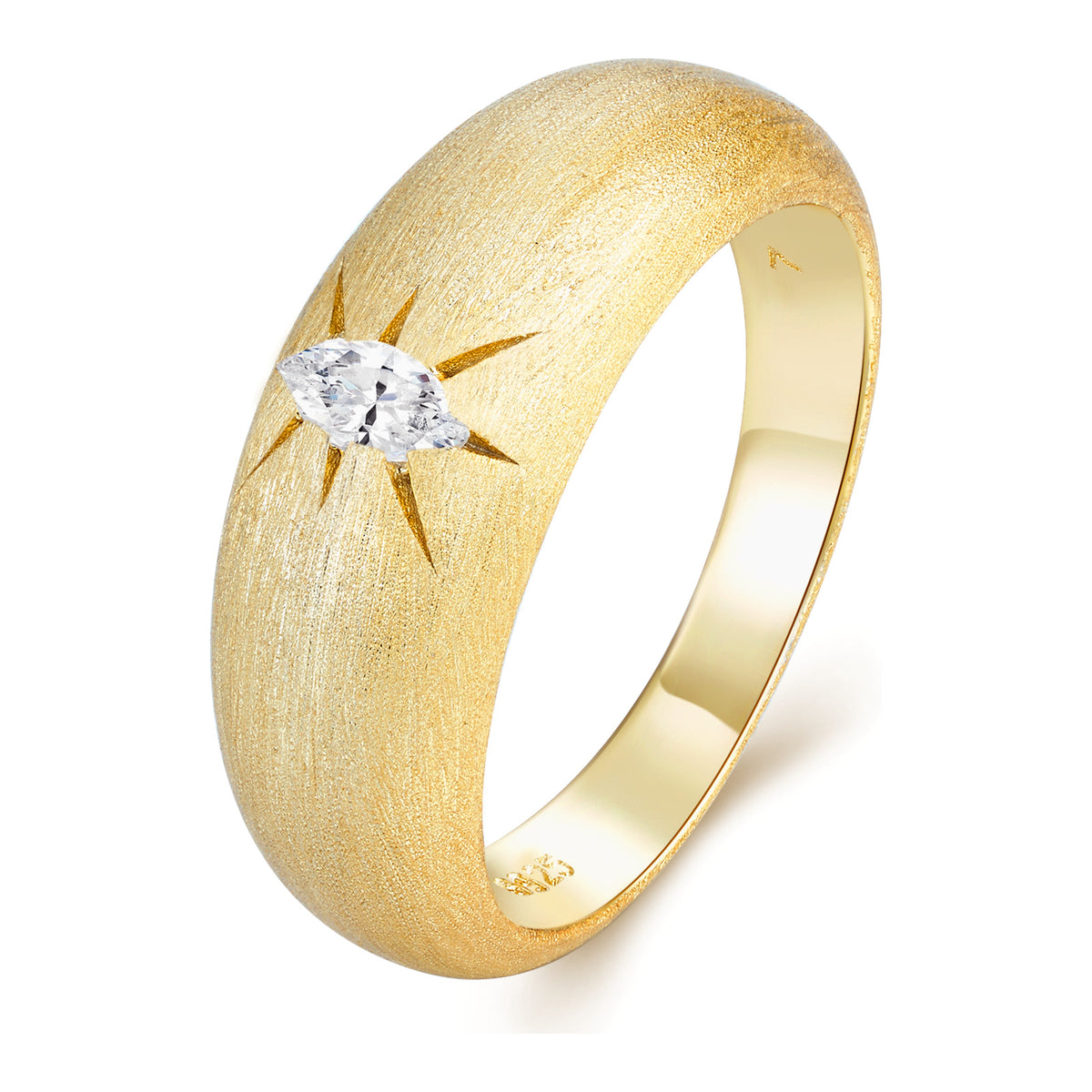 Meridiana Marquise Moissanite Dome Ring in Gold-Tone Sterling Silver