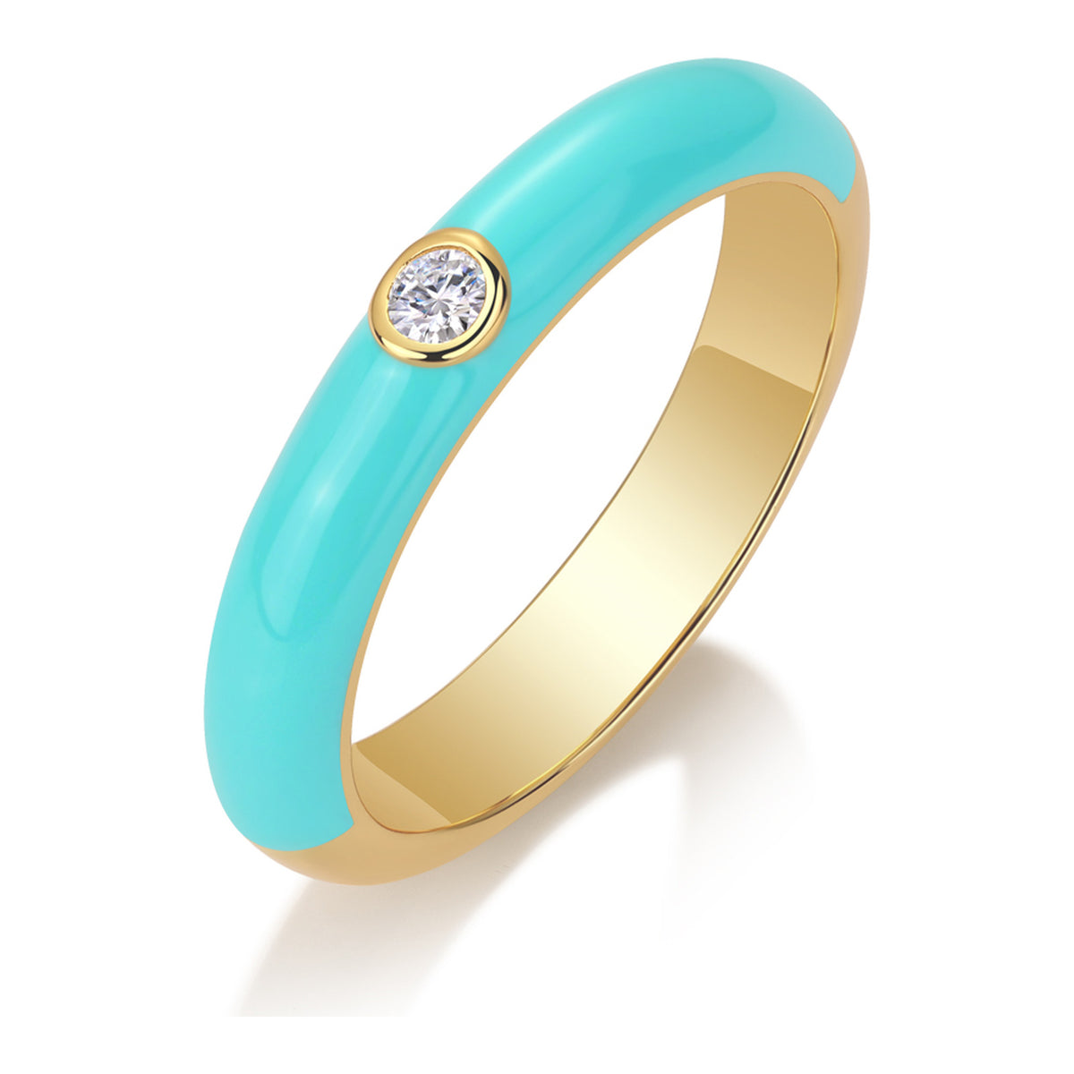 Nereide Moissanite Enamel Band Ring in Gold-Tone Sterling Silver