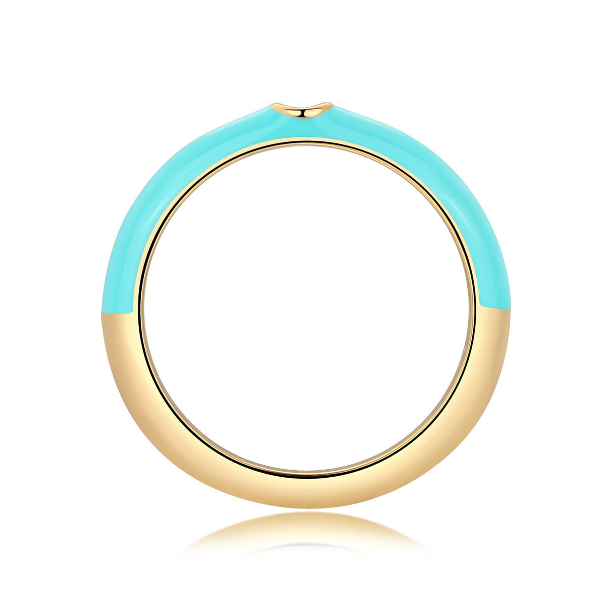 Nereide Moissanite Enamel Band Ring in Gold-Tone Sterling Silver, product photo on white background