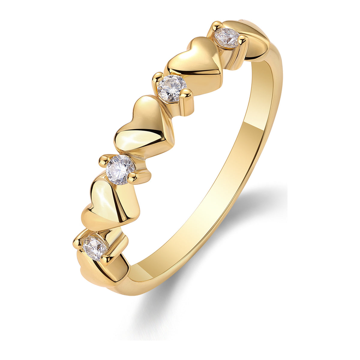 Noi Moissanite Heart Band Ring in Gold-Tone Sterling Silver