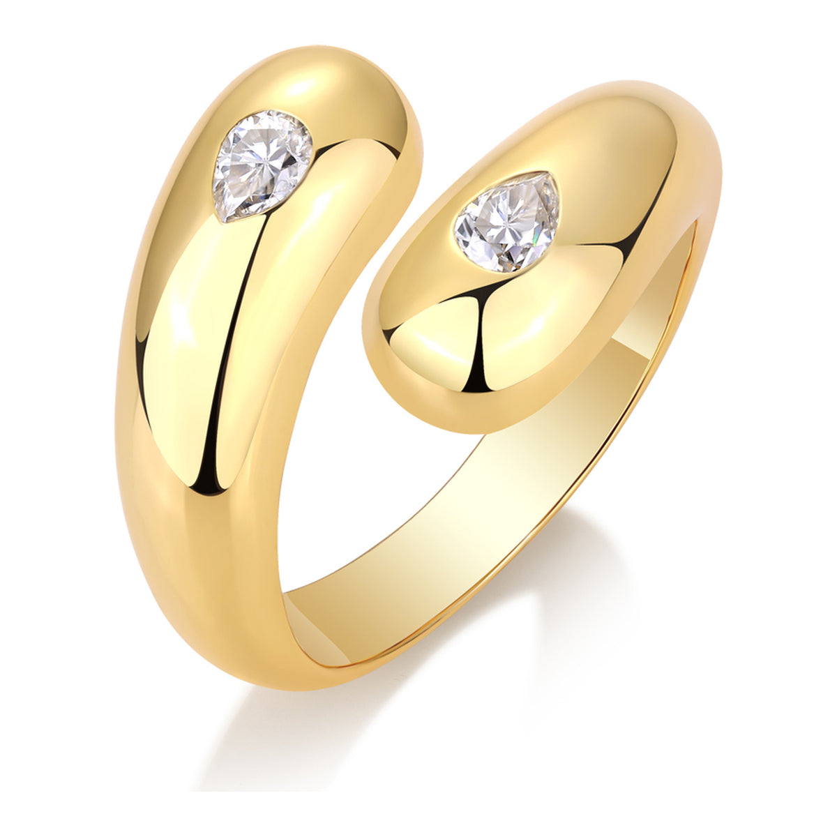 Nuage Pear-Cut Moissanite Bypass Ring in Gold-Tone Sterling Silver