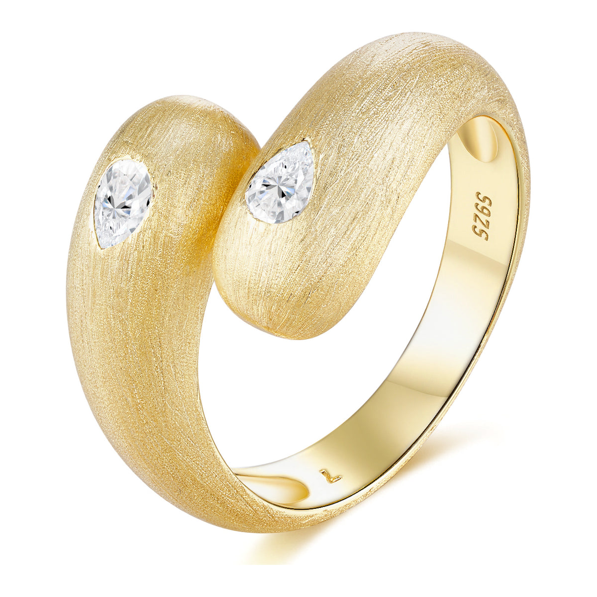 Nuage Pear-Cut Moissanite Bypass Ring in Gold-Tone Sterling Silver