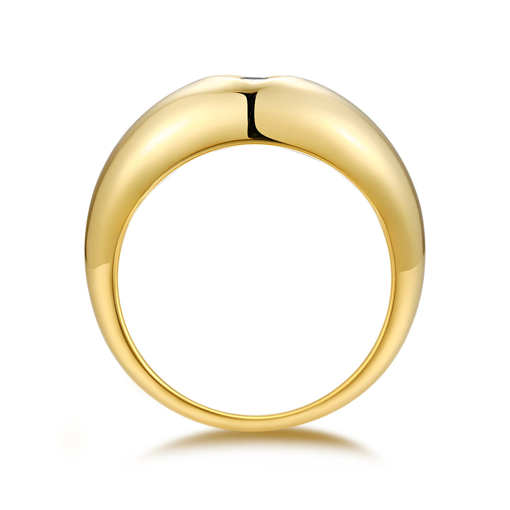 Mandorla Square-Cut Moissanite Dome Ring in Gold-Tone Sterling Silver, product photo on white background