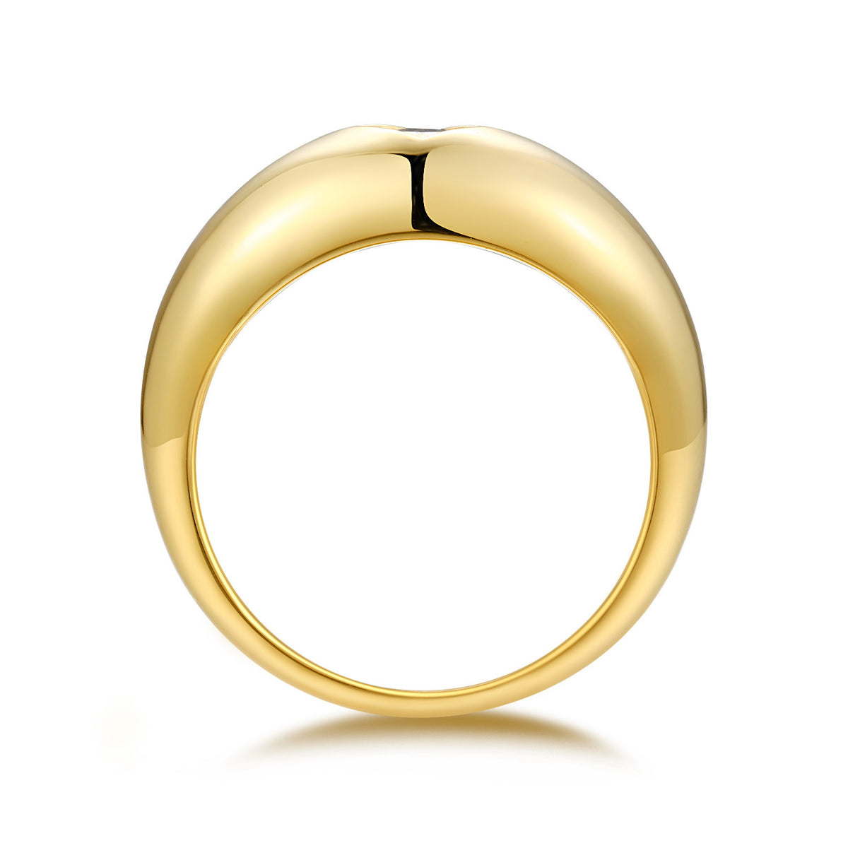 Mandorla Square-Cut Moissanite Dome Ring in Gold-Tone Sterling Silver, product photo on white background